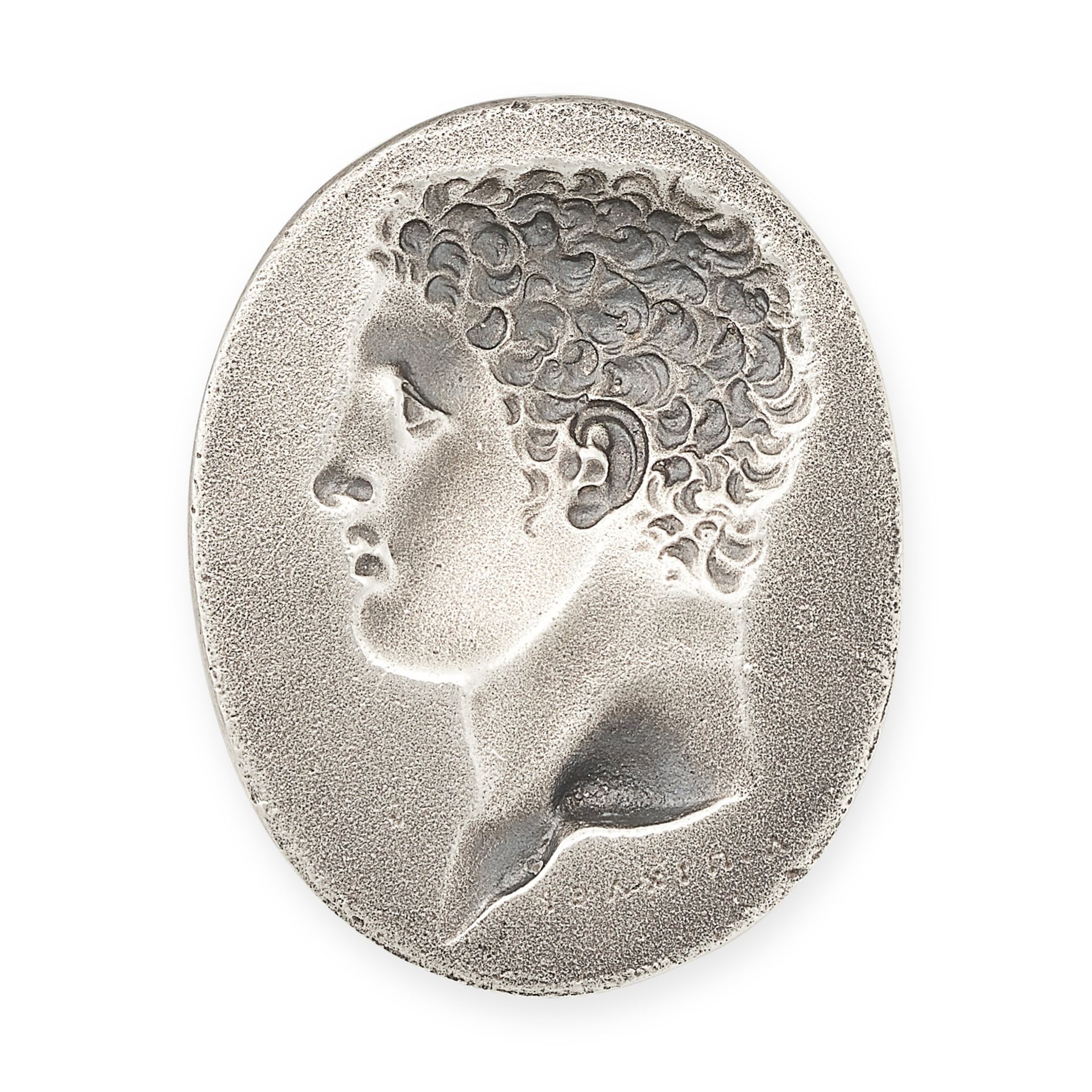 NO RESERVE - A SILVER INTAGLIO depicting the bust of a young Hercules, 2.2cm, 5.8g.