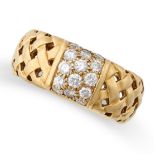 TIFFANY & CO, A VANNERIE LATTICE RING in 18ct yellow gold, in a domed basket weave style, set wit...