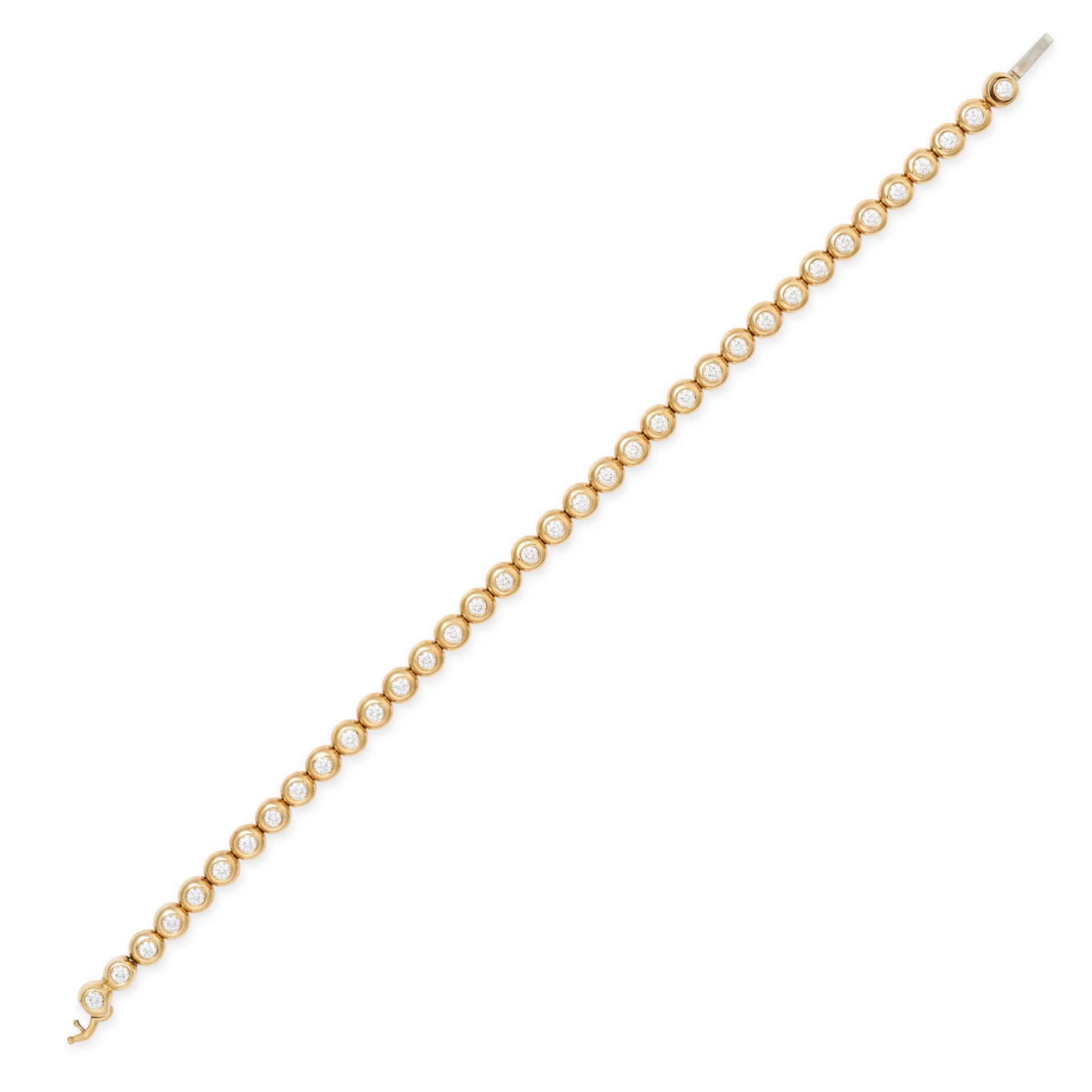 TIFFANY & CO, A DIAMOND JAZZ BRACELET in 18ct yellow gold, comprising a line of round brilliant c...