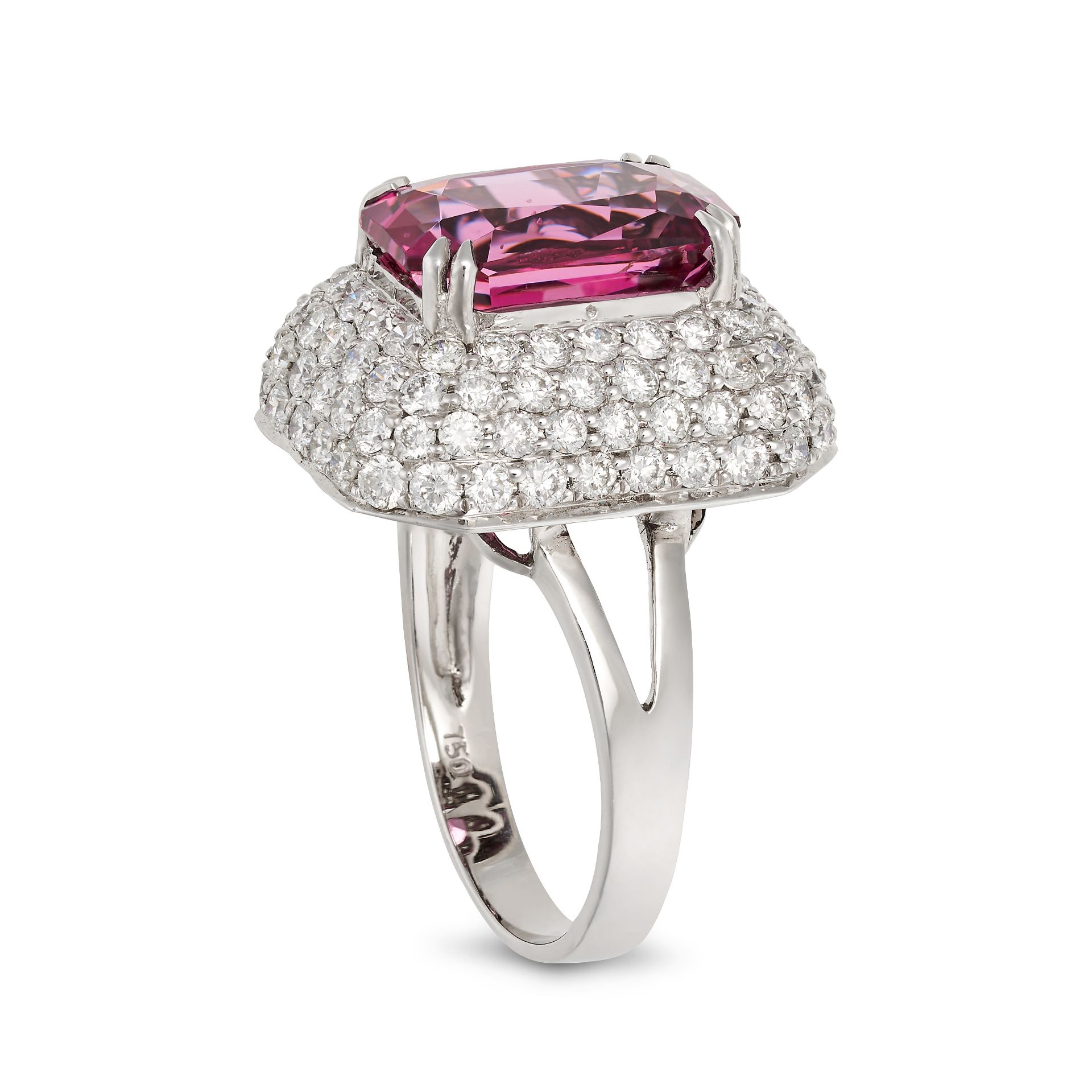 A 5.36CT UNHEATED BURMA SPINEL AND DIAMOND RING in 18ct white gold, set with a mixed cut spinel o... - Image 2 of 2