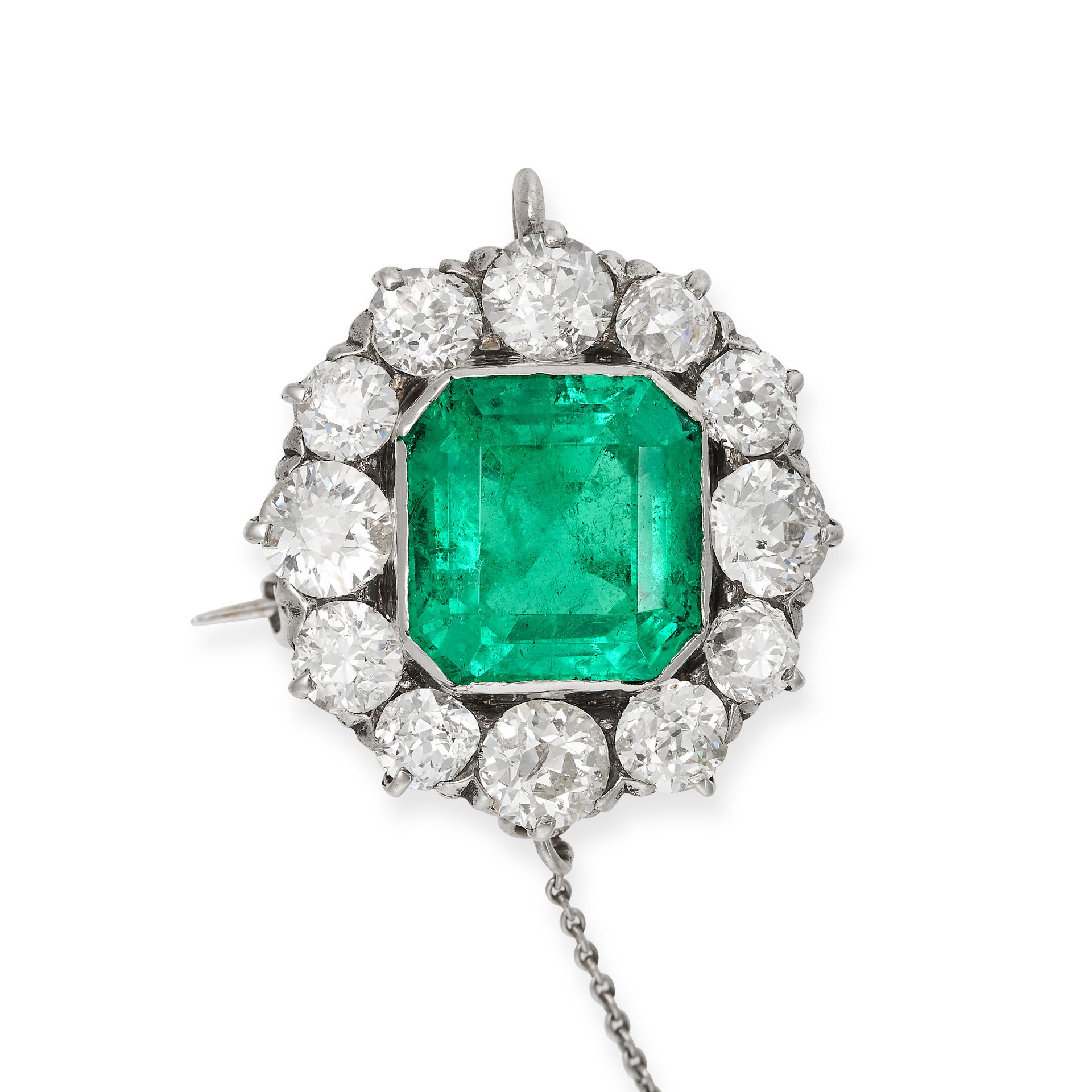 AN EMERALD AND DIAMOND PENDANT NECKLACE the pendant set with an octagonal step cut emerald of app... - Image 4 of 11