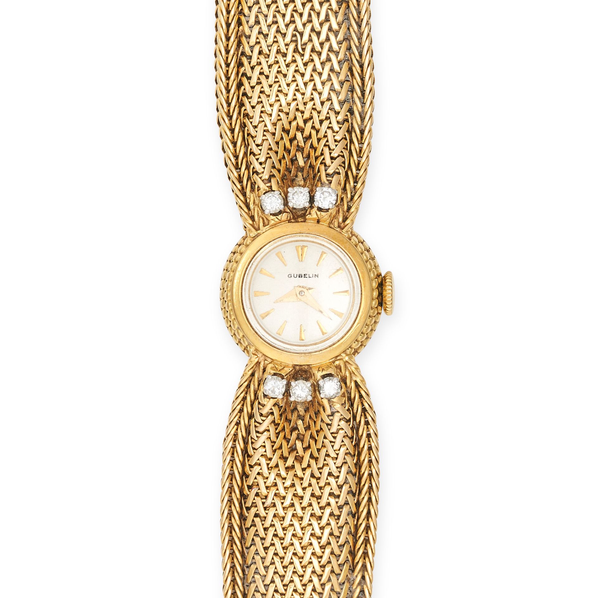 GUBELIN, A VINTAGE LADIES' WRISTWATCH in 18ct yellow gold, silver dial with gold baton hour marke... - Image 2 of 2