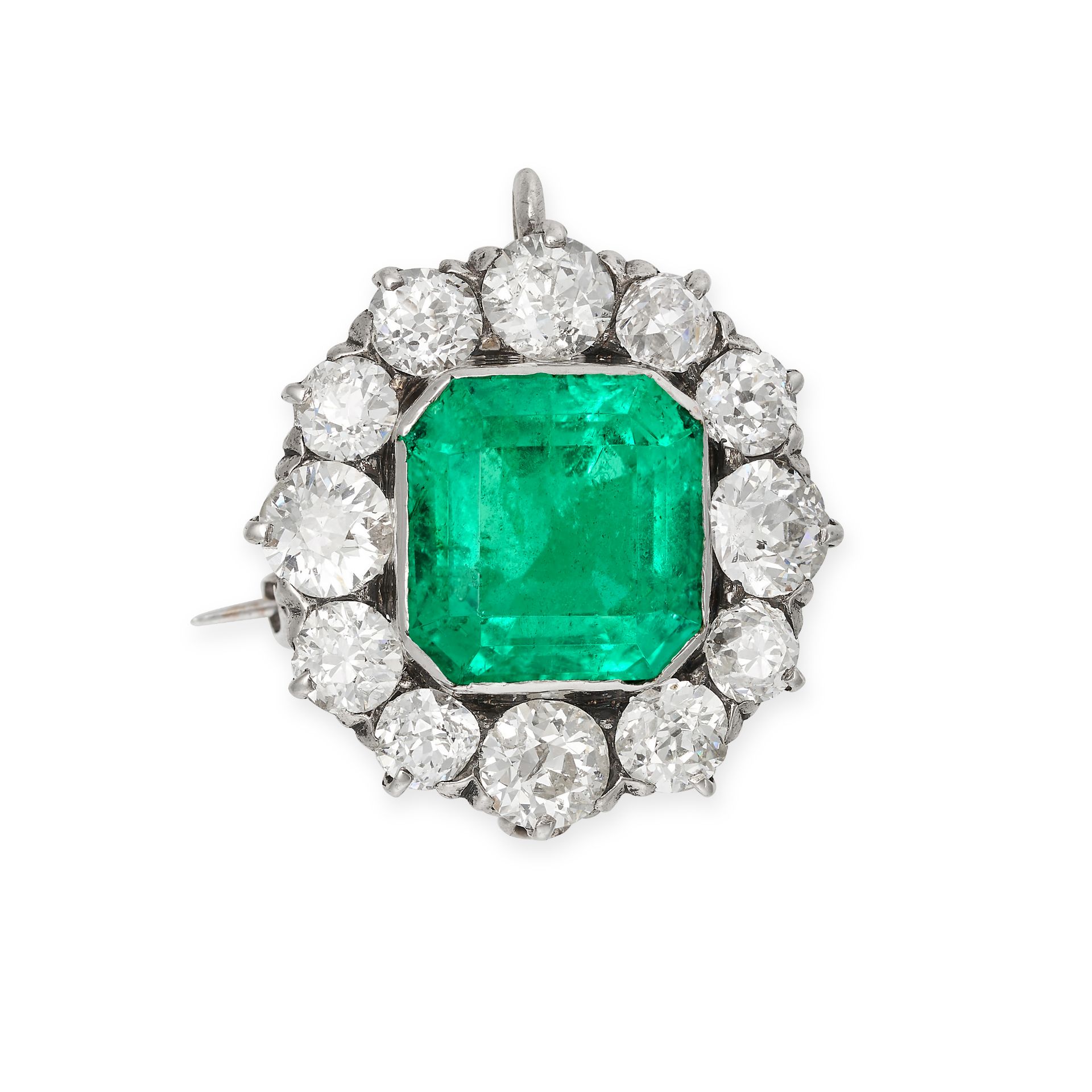 AN EMERALD AND DIAMOND PENDANT NECKLACE the pendant set with an octagonal step cut emerald of app... - Image 8 of 11