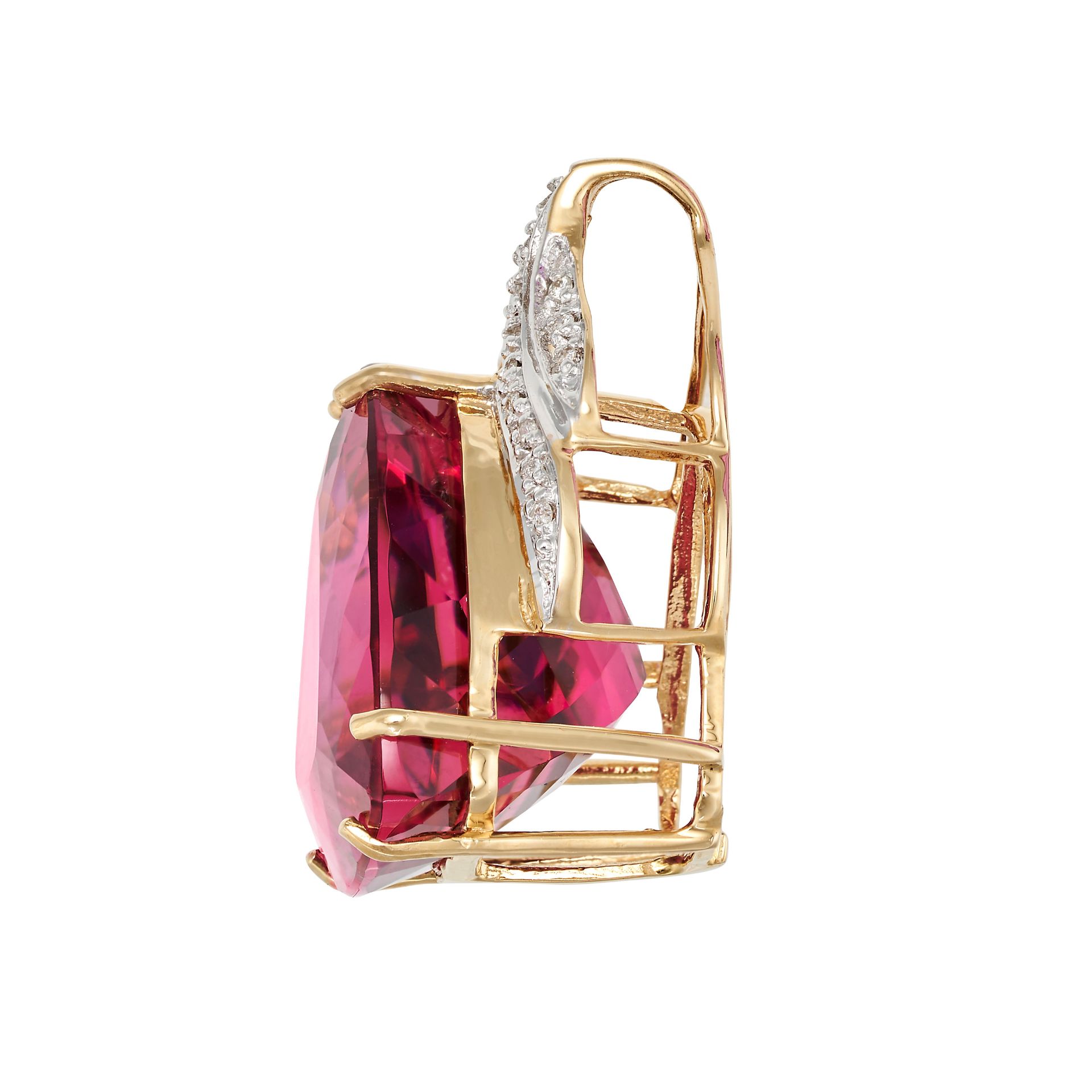 A RUBELLITE TOURMALINE AND DIAMOND PENDANT in 18ct yellow gold, set with an trilliant cut rubelli... - Image 2 of 2