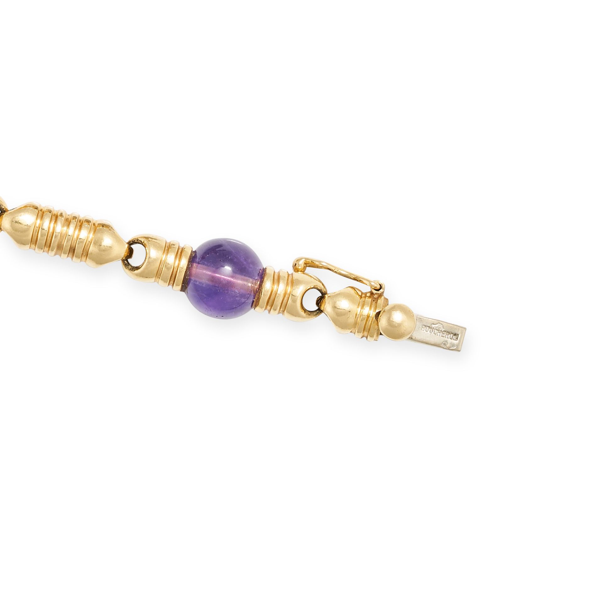 BOUCHERON, A VINTAGE AMETHYST BRACELET in 18ct yellow gold, comprising a row of stylised gold lin... - Image 3 of 3