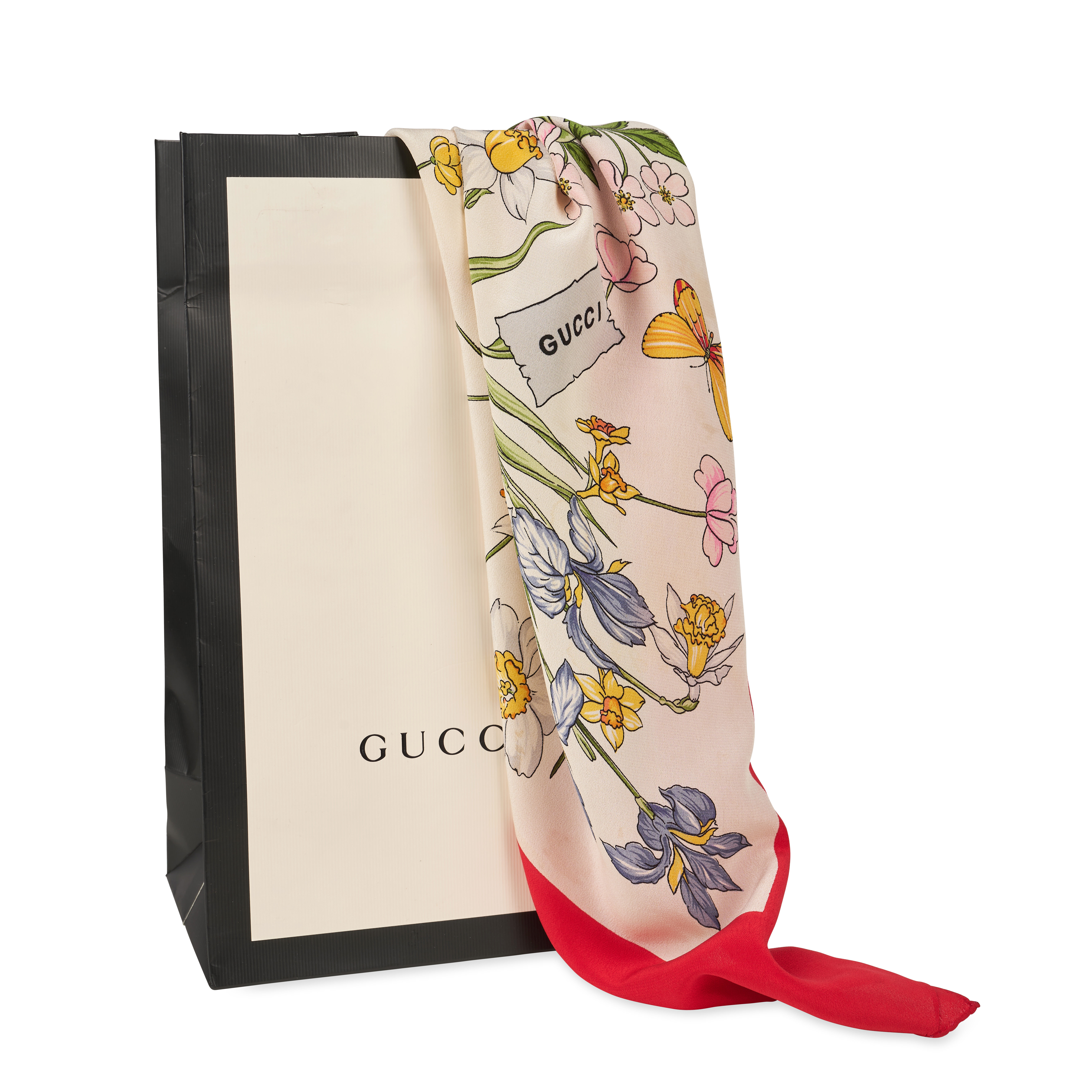 GUCCI FLORAL SILK SCARF  Condition grade B.  85cm x 89cm. 100% silk scarf with blue, yellow, pi... - Image 4 of 5