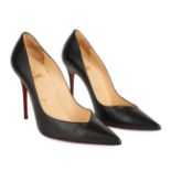 CHRISTIAN LOUBOUTIN BLACK HEELS Condition grade B. Size 38. Heel height 10cm. Black leather hee...