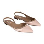 VALENTINO ROCKSTUD SLINGBACK FLATS  Condition grade A - unworn.  Size 39. Pale pink patent leat...