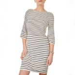 CHANEL STRIPED RIBBED DRESS Condition grade B-. Size French 34. 80cm chest, 85cm length. Cream ...