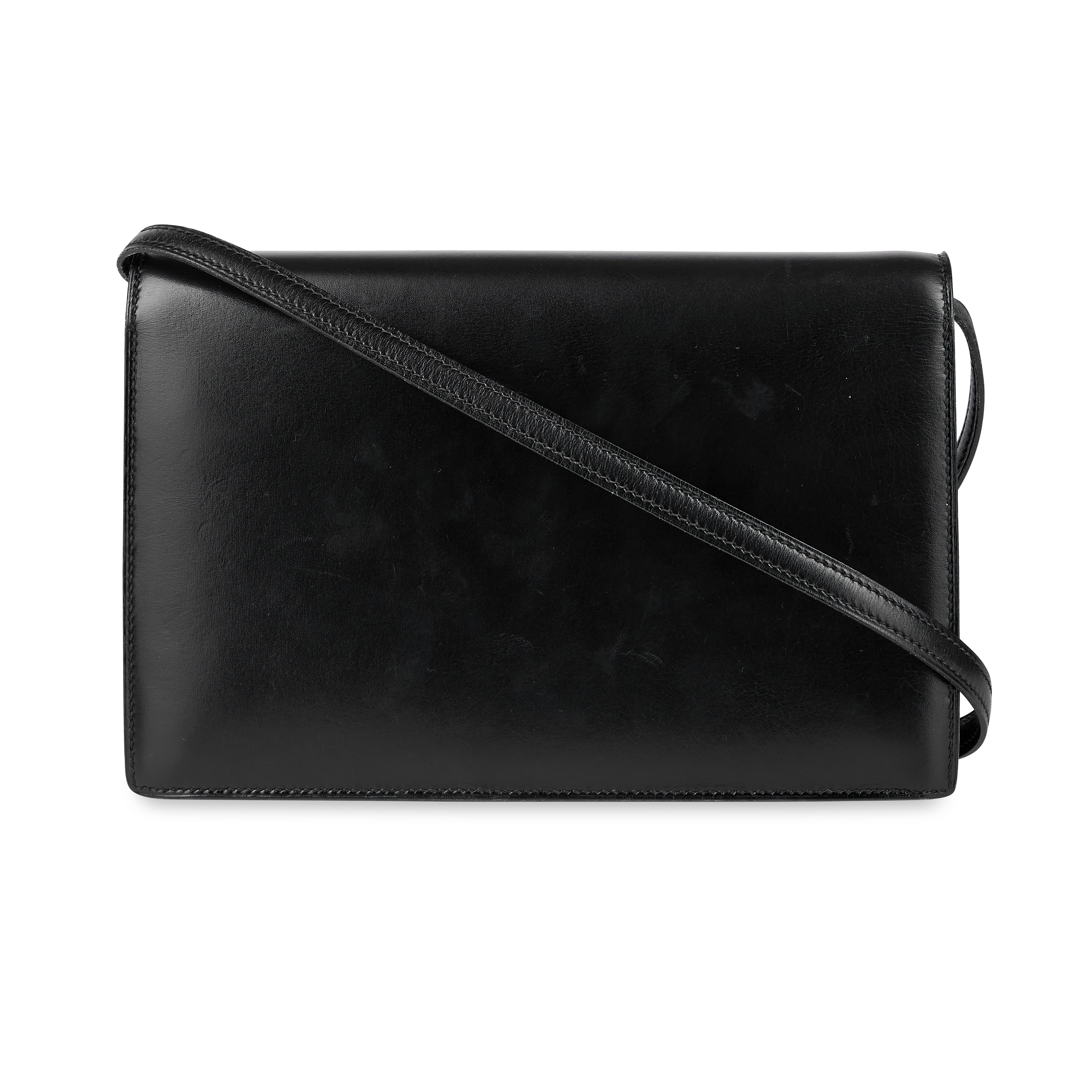 HERMES VINTAGE BLACK BOX LEATHER ANNIE CLUTCH BAG Condition grade B-.  24cm long, 15cm high. Sh... - Image 3 of 5