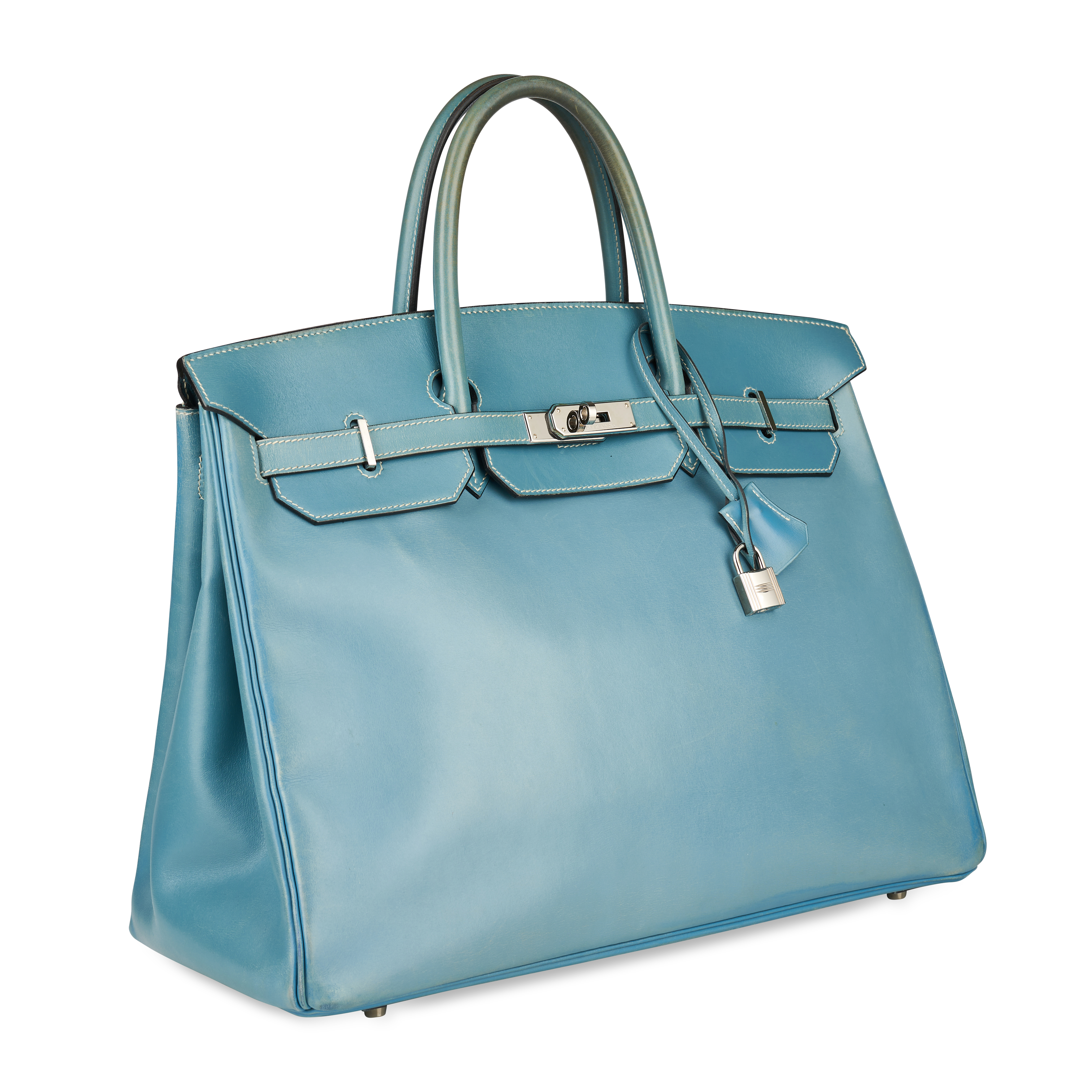 HERMES BLUE BIRKIN 40 BAG Condition grade C+.  Produced in 2000. 40cm long, 30cm high. Top hand...