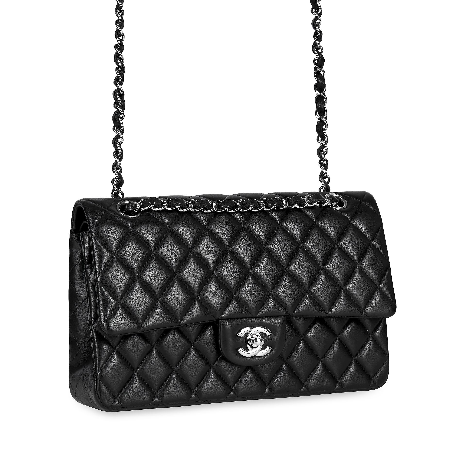 CHANEL BLACK LAMBSKIN MEDIUM CLASSIC FLAP BAG Condition grade B-. Produced in 2014. 25cm long, ... - Image 2 of 6