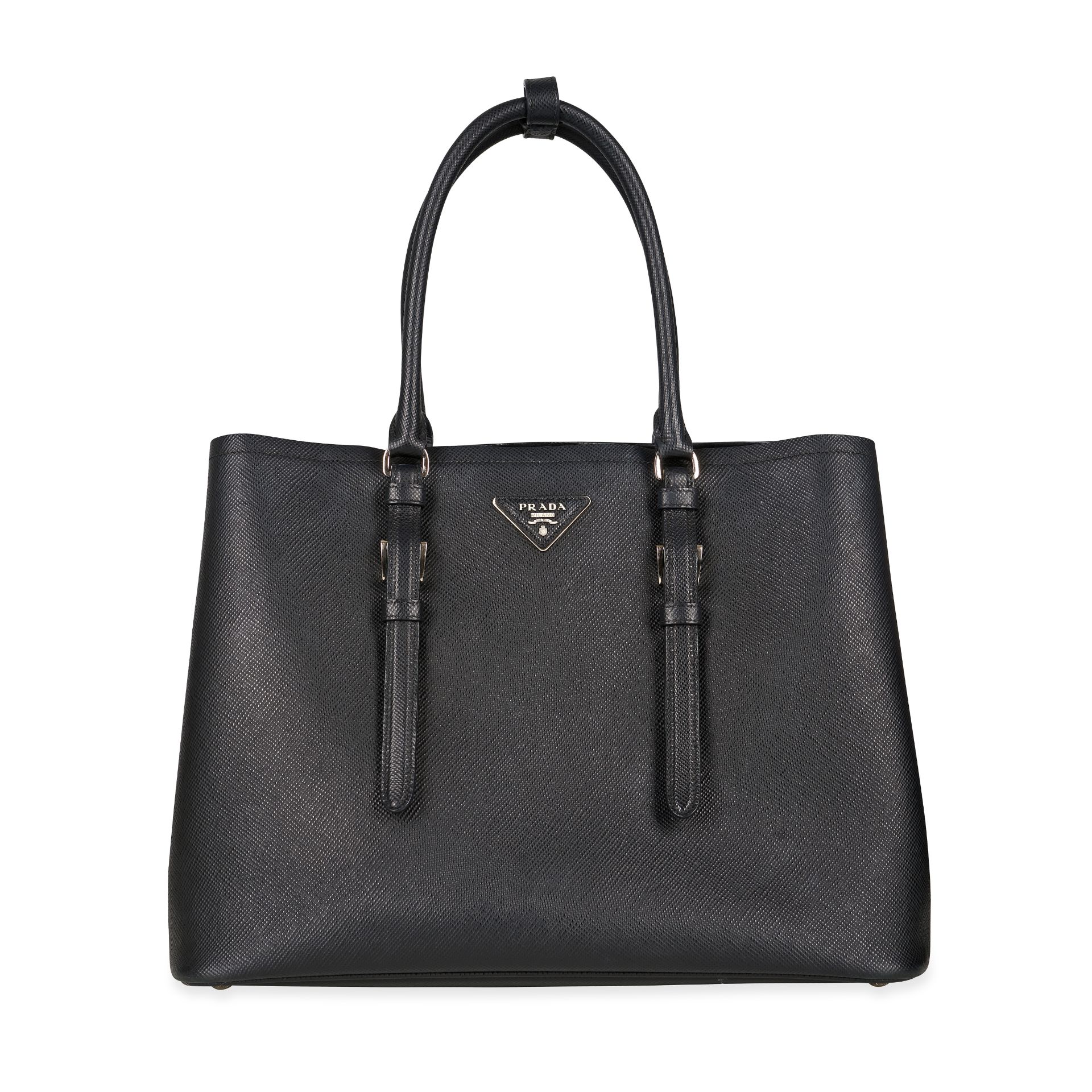 PRADA BLACK SAFFIANO TOP HANDLE BAG Condition grade B-. 35cm long, 28cm high. 16cm top handle d... - Image 2 of 12