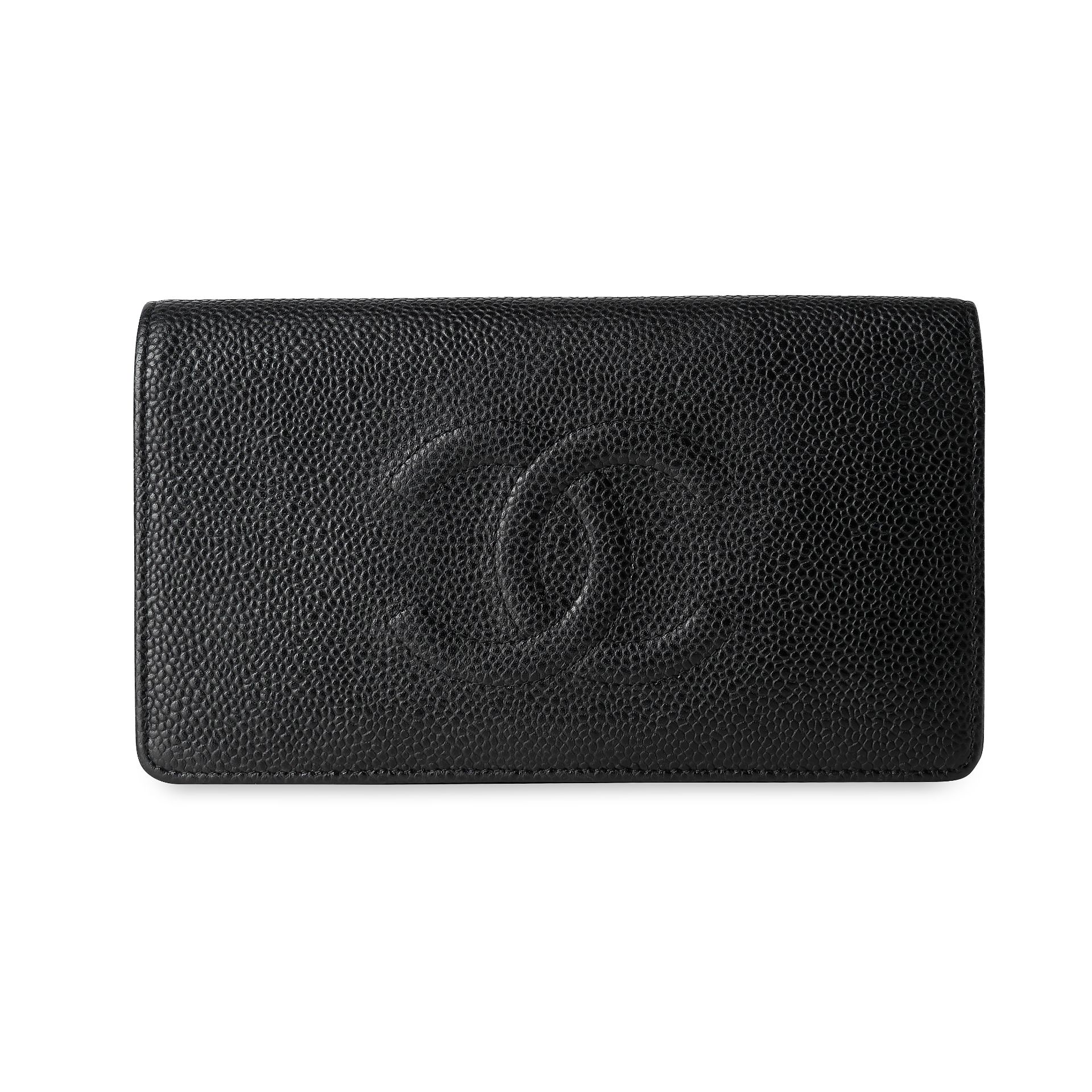 CHANEL TIMELESS CC BLACK CAVIAR LONG WALLET Condition grade B-. 18cm long, 10.5cm high. Produce...