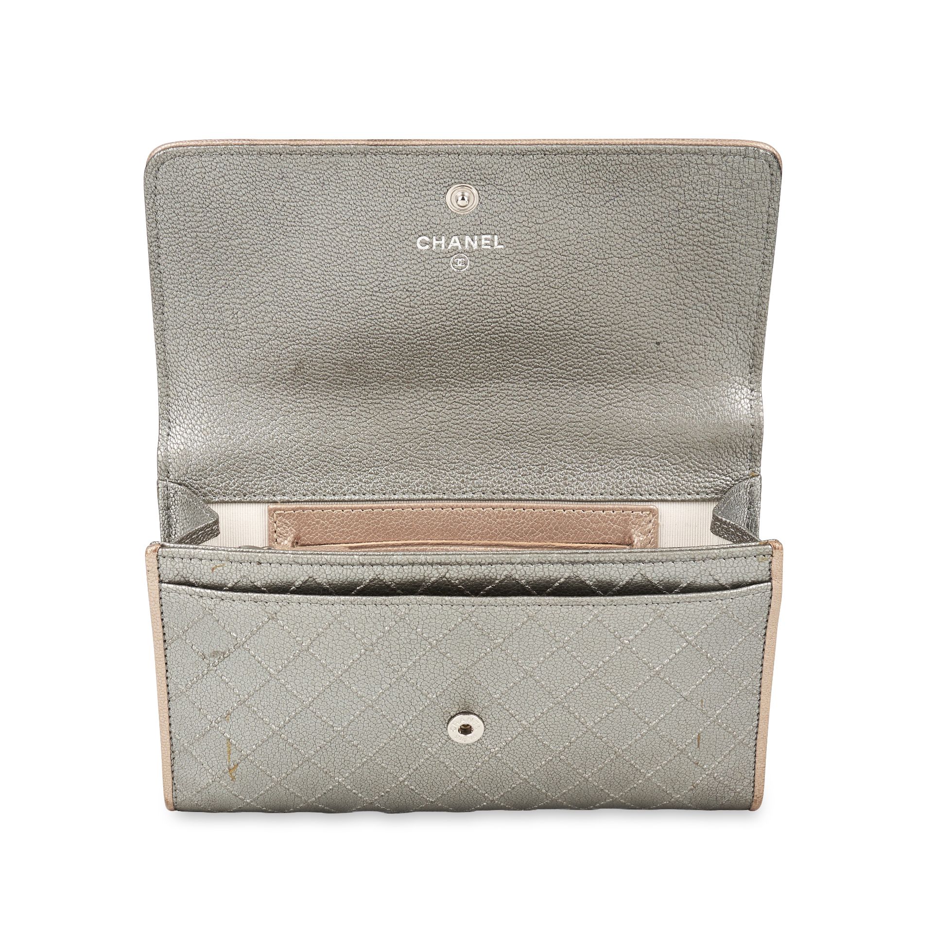 CHANEL QUILTED PEWTER WALLET Condition grade C+. 16cm long, 10cm high. Produced between 2006 an... - Image 3 of 3