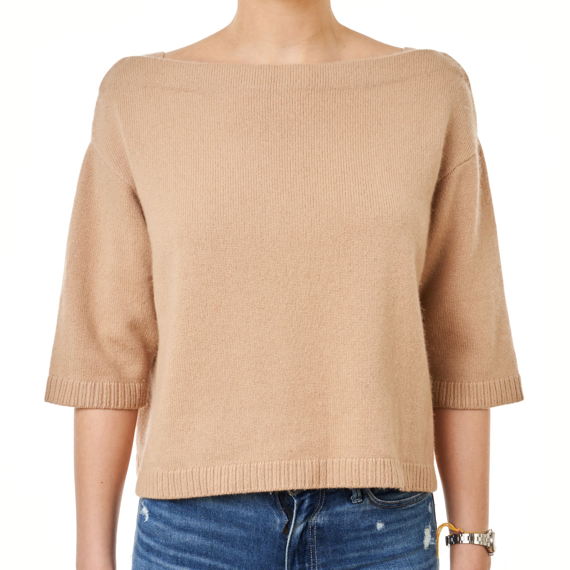 VALENTINO BEIGE CASHMERE JUMPER Condition grade A-. Size S. 100cm chest, 50cm length. Beige ton...