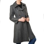 CHANEL GREY STRIPED PARIS-HAMBURG LONG COAT Condition grade A-. French size 36. 90cm chest, 105...