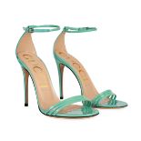 GUCCI TURQUOISE STRAPPY PATENT HEELS Condition grade A, unworn. Size 38, heel height 10.5cm. Tu...