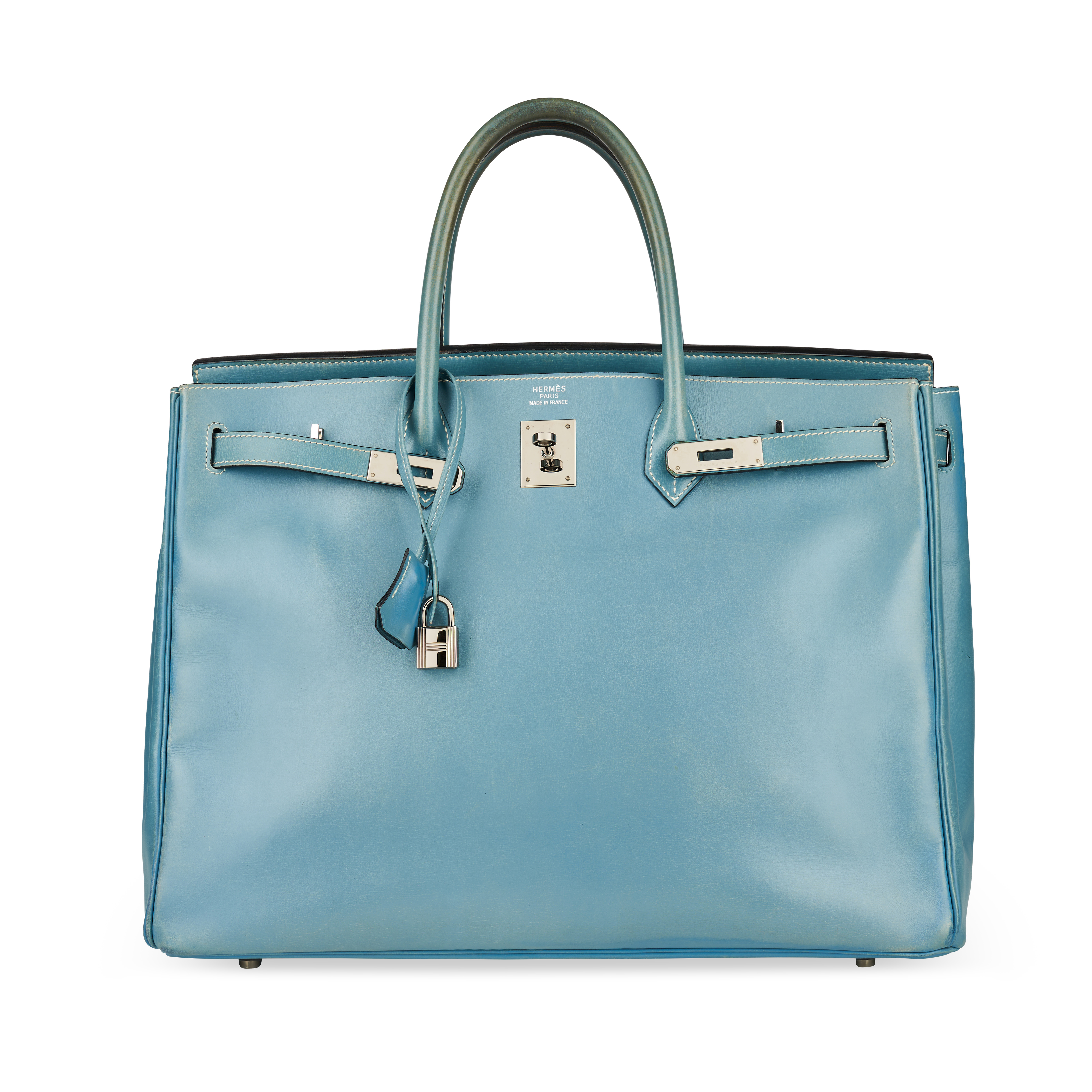 HERMES BLUE BIRKIN 40 BAG Condition grade C+.  Produced in 2000. 40cm long, 30cm high. Top hand... - Image 2 of 7