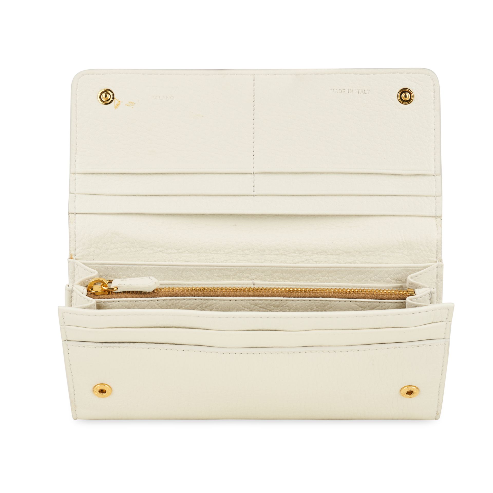 PRADA CREAM GRAINED LEATHER WALLET Condition grade B. 19cm long, 9cm high. Cream toned grained ... - Image 3 of 4