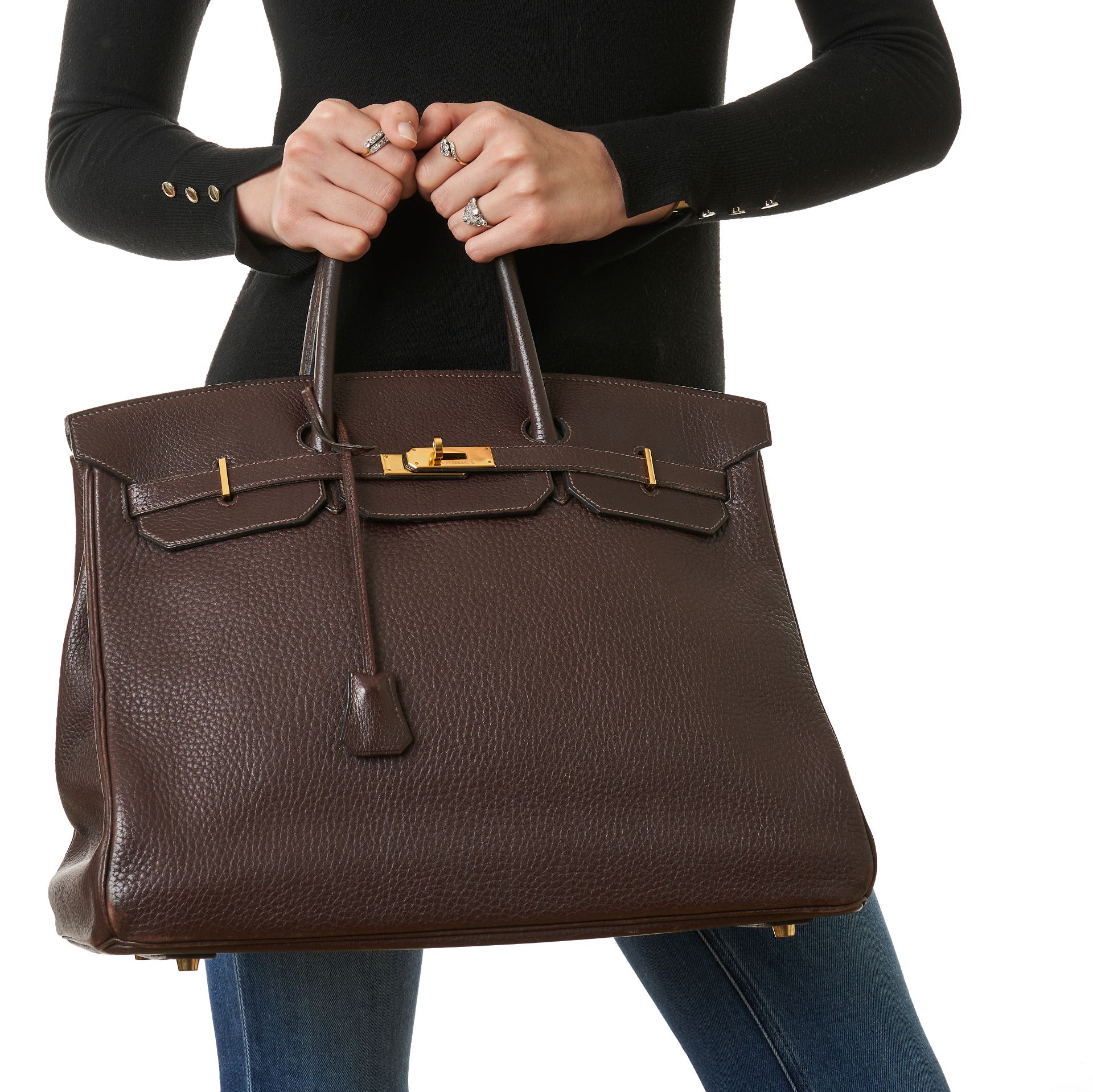 HERMES CHOCOLATE BIRKIN 40 BAG Condition grade C+.  Produced in 1997. 40cm long, 30cm high. Top... - Image 5 of 5