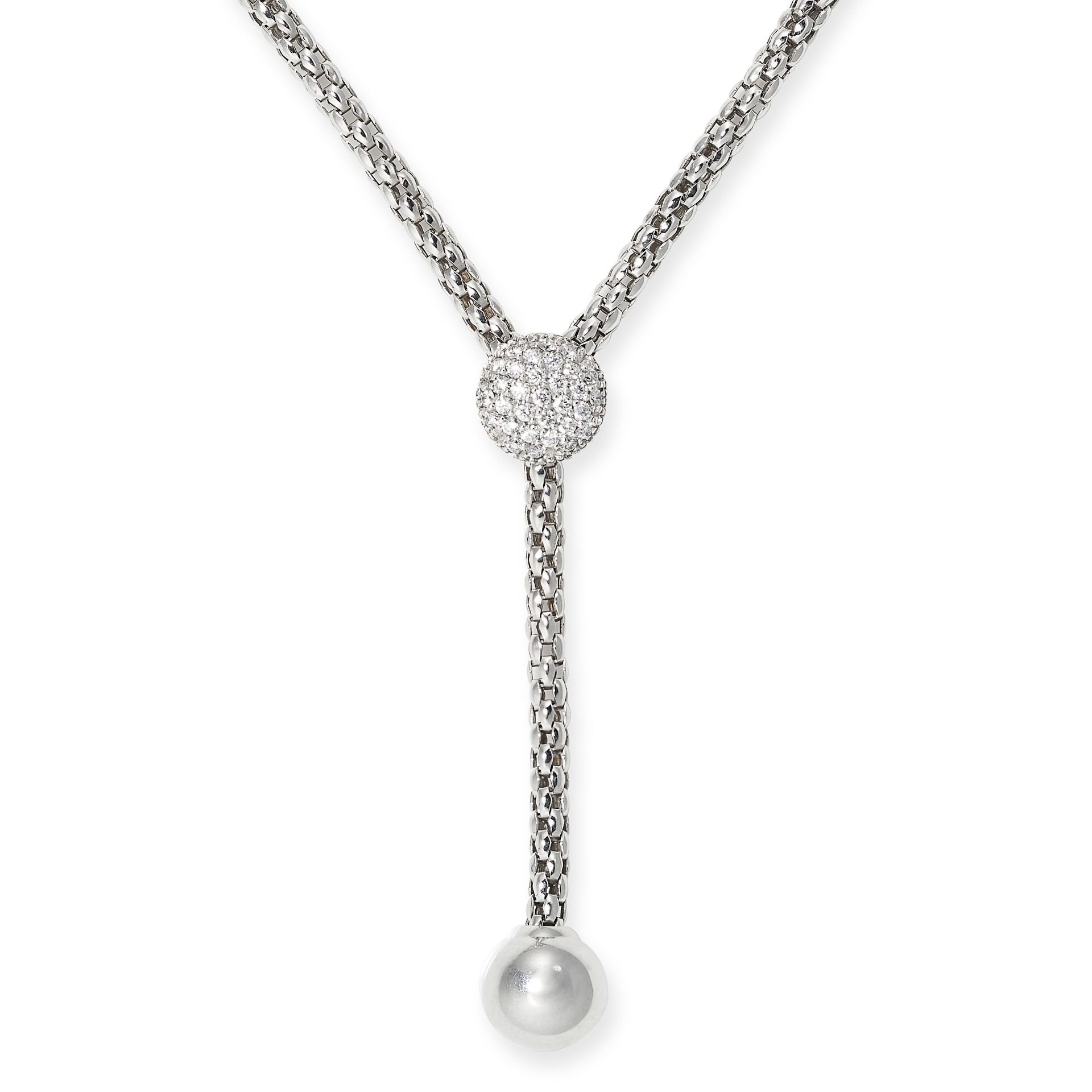 FOPE, A DIAMOND NECKLACE in 18ct white gold, the fancy link chain set with a circular slider of r... - Image 2 of 2