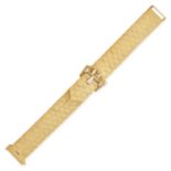 A VINTAGE DIAMOND BELT BRACELET in 18ct yellow gold, comprising a row of hexagonal links, the bel...