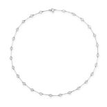 A DIAMOND NECKLACE in 14ct white gold, comprising a row of round brilliant cut diamonds, the diam...