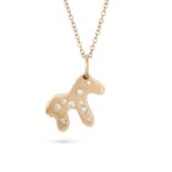 A DIAMOND HORSE PENDANT NECKLACE in 18ct and 14ct yellow gold, the pendant designed as a horse se...