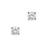 A PAIR OF DIAMOND STUD EARRINGS in 18ct white gold, each set with a round brilliant cut diamond o...