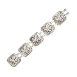 JORGE KURTEFF, A SILVER LEAF BRACELET comprising a row of square plaques, each depicting a maple ...