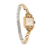 NO RESERVE - A LADIES ANTIQUE PROVITA COCKTAIL WATCH in gold plate, the square dial with arabic n...