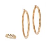 A PAIR OF HOOP EARRINGS in 9ct yellow gold, in a twisted design, stamped 375, 5.5cm, accompanied ...