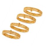 LOT WITHDRAWN  A COLLECTION OF GOLD JEWELLERY comprising four baby bangles in 22ct yellow gold...