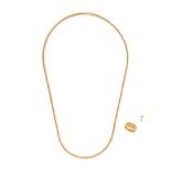 A COLLECTION OF GOLD JEWELLERY comprising a chain in 22ct yellow gold, stamped 916, 64.0cm, a rin...