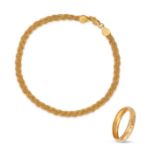 A COLLECTION OF GOLD JEWELLERY including a bracelet in a braided design in 22ct yellow gold, stam...