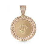 A COLOURLESS GEMSTONE PENDANT in 9ct yellow gold, set with round colourless gemstones and a crown...
