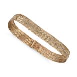 A GOLD BRACELET in 9ct yellow gold, in a woven design, no assay marks, inner circumference 18.5cm...