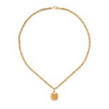 A PENDANT NECKLACE in 22ct yellow gold, comprising a fancy link chain suspending an octagonal pen...