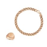 A COLLECTION OF GOLD JEWELLERY in 14ct rose gold, the signet ring with openwork shoulders, stampe...