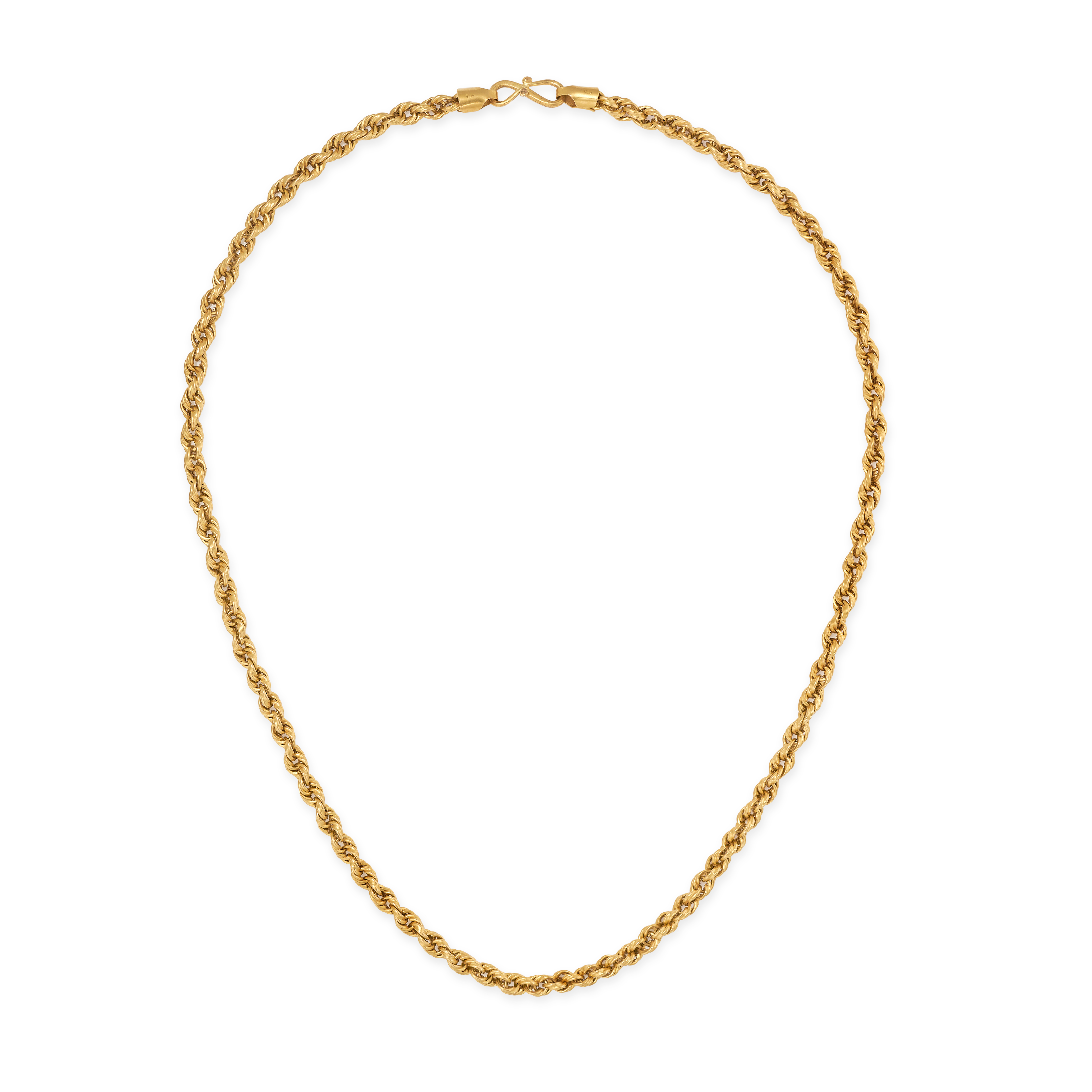 A GOLD ROPE CHAIN NECKLACE in 22ct yellow gold, comprising a series of rope links, stamped 916, 5...