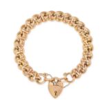 AN ANTIQUE GOLD SWEETHEART BRACELET in 9ct yellow gold, comprising a series of fancy stylised lin...