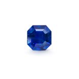 NO RESERVE - AN UNMOUNTED UNHEATED KASHMIR SAPPHIRE octagonal step cut, 7.75 carats. Accompanied ...