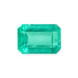 AN UNMOUNTED COLOMBIAN EMERALD octagonal step cut, 6.99 carats. Accompanied by a gemmological rep...
