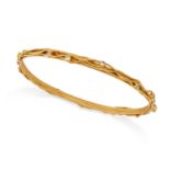 CHARLES DE TEMPLE, A VINTAGE DIAMOND BANGLE in 18ct yellow gold, the stylised bangle accented by ...