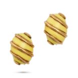 JEAN SCHLUMBERGER FOR TIFFANY & CO., A PAIR OF VINTAGE ENAMEL EARRINGS in 18ct and 14ct yellow go...