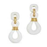 DAVID WEBB, A PAIR OF ENAMEL DROP EARRINGS in 18ct yellow gold, the articulated bodies decorated ...