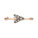 AN ANTIQUE DIAMOND AND GARNET FLY BROOCH in yellow gold and silver, the body and wings of the fly...