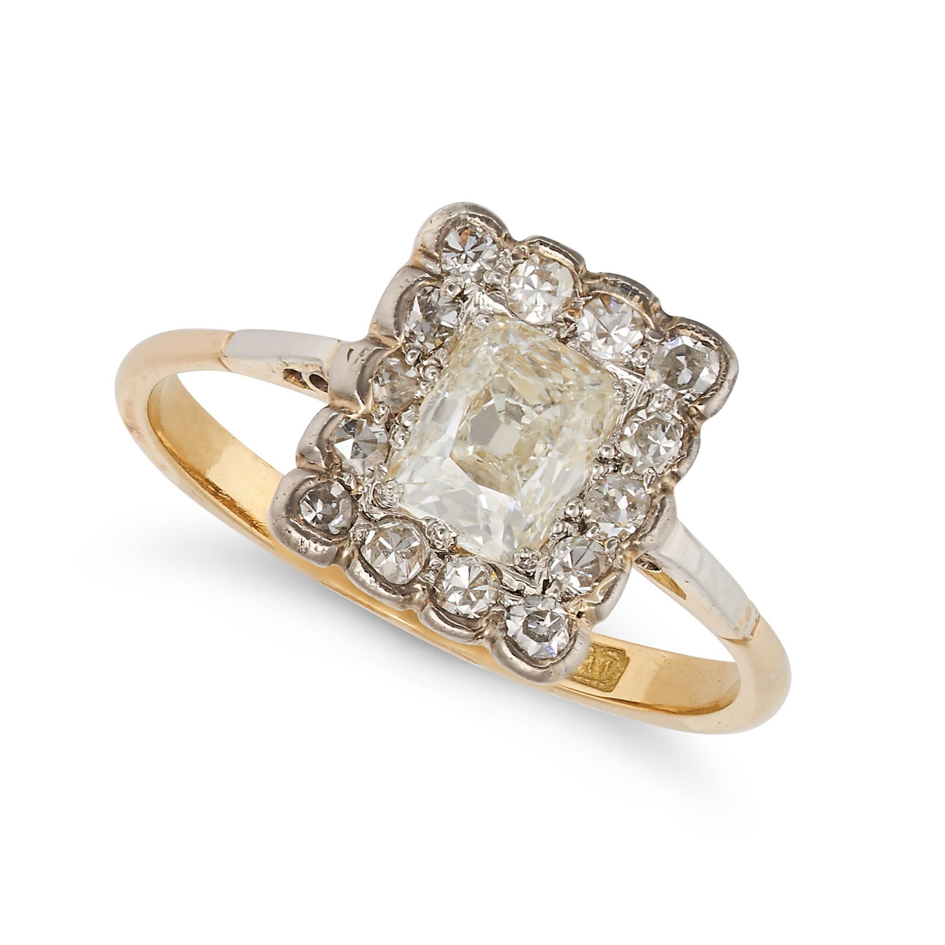 AN ANTIQUE DIAMOND SOLITAIRE RING in 18ct yellow gold, set with an old cut diamond of approximate... - Bild 3 aus 3