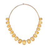 AN ANTIQUE CITRINE NECKLACE in yellow gold, set with a graduated row of oval cut citrines, no ass...